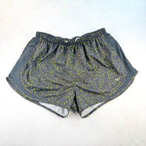 Nike Dri-FIT Running Shorts Womens Size XL, Black with Neon Green & Gray Print